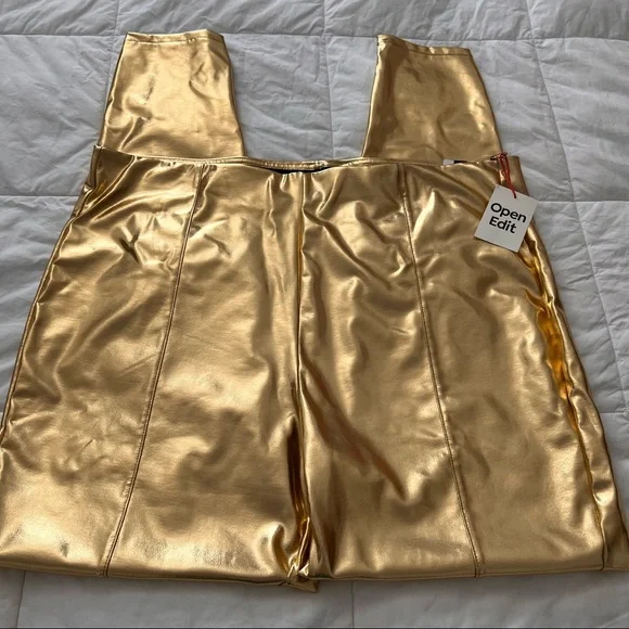 Open Edit Gold Lamé Leggings - Picture 4 of 6